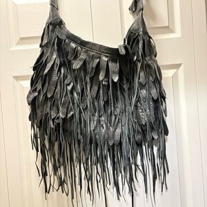 Leather fringe bag